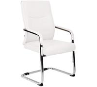CLP Chaise de Salle a Manger Ergonomique Hobart, Cantilever rembourree avec accoudoirs, Structure Metal Robuste, Chaise de Conference Moderne, Couleur:Blanc, Matériel:Similicuir