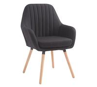 CLP Chaise De Salle A Manger Florian en Tissu I Siège Rembourrés I Chaise Visiteur avec Design Retro Et Accoudoirs Pieds en Bois, Couleur:Noir, Couleur du Cadre:Natura