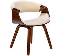 CLP Chaise de Salle à Manger Foley I avec accoudoirs et piètement en Bois I Chaise de Cuisine et de Salon, Couleur:Noyer/crème, Matériel:Tissu