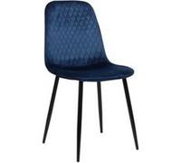 CLP Chaise de salle à manger Giverny avec Piètement en métal noir , Bleu/Velours bleu G
