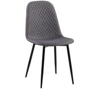 CLP Chaise De Salle A Manger Giverny en Tissu Ou Velours I Chaise avec Dossier Matelassée Pieds en Metal I Charge Max.150 Kg, Couleur:Gris foncé, Matériel:Tissu