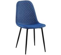 CLP Chaise de salle à manger Giverny - tissu bleu, dossier matelassé, pieds métal, charge max 150 kg