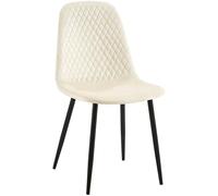 CLP Chaise De Salle A Manger Giverny en Tissu Ou Velours I Chaise avec Dossier Matelassée Pieds en Metal I Charge Max.150 Kg, Couleur:crème, Matériel:Velours