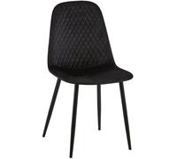CLP Chaise De Salle A Manger Giverny en Tissu Ou Velours I Chaise avec Dossier Matelassée Pieds en Metal I Charge Max.150 Kg, Couleur:Noir, Matériel:Velours