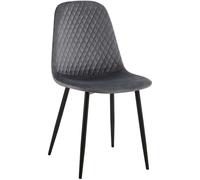CLP Chaise De Salle A Manger Giverny en Tissu Ou Velours I Chaise avec Dossier Matelassée Pieds en Metal I Charge Max.150 Kg, Couleur:Gris foncé, Matériel:Velours