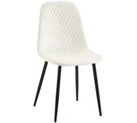 CLP Chaise De Salle A Manger Giverny en Tissu Ou Velours I Chaise avec Dossier Matelassée Pieds en Metal I Charge Max.150 Kg, Couleur:Blanc crème, Matériel:Velours