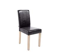 CLP Chaise de Salle à Manger INA en Similicuir I Siège Rembourré I Chaise avec Dossier Et Pieds en Bois, Couleur:Marron, Couleur du Cadre:Natura