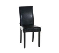 Chaise de salle à manger en bois avec finition marron foncé et cuir synthétique noir Ina CLP