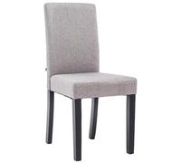 CLP Chaise de salle à manger Ina en tissu avec Pieds en Bois , Gris clair/Noir