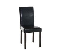 CLP Chaise de salle à manger Ina similicuir avec pieds en Bois , Noir /Marron foncé