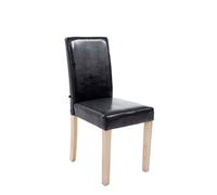 CLP Chaise de salle à manger Ina similicuir avec pieds en Bois , Noir /Nature