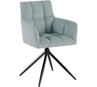 CLP Chaise de Salle à Manger Jonah, Fauteuil pivotant avec accoudoirs, Rotation Automatique 180°, revêtement Tissu Facile d'entretien, Couleur:Turquoise