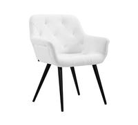 CLP Chaise de salle à manger Langford avec accoudoirs et pieds en métal , Blanc /Similicuir