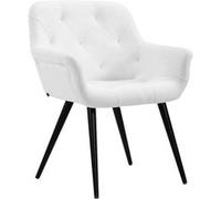 CLP Chaise de salle à manger Langford avec accoudoirs et pieds en métal , Blanc /Similicuir