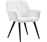 CLP Chaise de salle à manger Langford Structure métallique,blanc similicuir