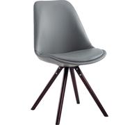 CLP Chaise de salle à manger Laval ronde avec assise rembourrée et pieds en bois ronds,gris cappuccino