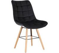 CLP Chaise De Salle A Manger Leni en Velours I Surface D'assise Matelassée I Pieds en Bois, Couleur:Noir