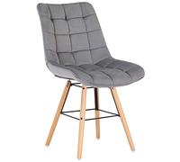 CLP Chaise De Salle A Manger Leni en Velours I Surface D'assise Matelassée I Pieds en Bois, Couleur:Gris