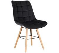 CLP Chaise De Salle A Manger Leni en Velours I Surface D'assise Matelassée I Pieds en Bois, Couleur:Noir