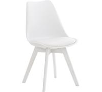 CLP Chaise de salle à manger Linares avec structure en hêtre,blanc/blanc plastique