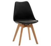 CLP Chaise de Salle à Manger Linares Plastique I Tissu I Velours I Velours côtelé I Fauteuil avec Structure en Bois, Couleur:Noir, Matériel:Plastique