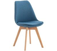 CLP Chaise de Salle à Manger Linares Plastique I Tissu I Velours I Velours côtelé I Fauteuil avec Structure en Bois, Couleur:Bleu, Matériel:Tissu