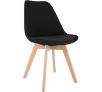 CLP Chaise de salle à manger Linares – Tissu velours côtelé, structure bois – Noir
