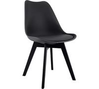 CLP Chaise de Salle à Manger Linares rembourrée, Chaise de Cuisine avec Dossier, Structure en Bois de hêtre, Patins de Protection Couleur:Noir/Noir;Matériel:Plastique