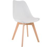 CLP Chaise de Salle à Manger Linares rembourrée, Chaise de Cuisine avec Dossier, Structure en Bois de hêtre, Patins de Protection Couleur:Blanc;Matériel:Plastique