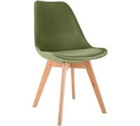 CLP Chaise de Salle à Manger Linares rembourrée, Chaise de Cuisine avec Dossier, Structure en Bois de hêtre, Patins de Protection Couleur:Vert Clair;Matériel:Velours