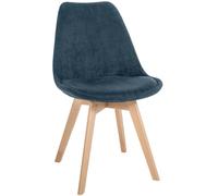 CLP Chaise de Salle à Manger Linares rembourrée, Chaise de Cuisine avec Dossier, Structure en Bois de hêtre, Patins de Protection Couleur:Bleu foncé;Matériel:Cordon