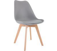 CLP Chaise de salle à manger Linares – Plastique & tissu velours côtelé – Structure bois – Gris
