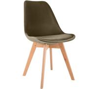 CLP Chaise de salle à manger Linares Velours, structure en bois – Marron foncé
