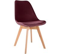 CLP Chaise de Salle à Manger Linares rembourrée, Chaise de Cuisine avec Dossier, Structure en Bois de hêtre, Patins de Protection Couleur:Bordeaux;Matériel:Velours