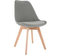 CLP Chaise de salle à manger Linares – Fauteuil tissu velours côtelé, structure bois, Gris clair