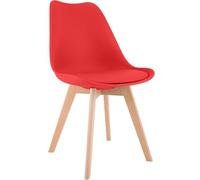 CLP Chaise de Salle à Manger Linares rembourrée, Chaise de Cuisine avec Dossier, Structure en Bois de hêtre, Patins de Protection Couleur:Rouge;Matériel:Plastique