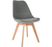 CLP Chaise de Salle à Manger Linares rembourrée, Chaise de Cuisine avec Dossier, Structure en Bois de hêtre, Patins de Protection Couleur:Gris;Matériel:Velours