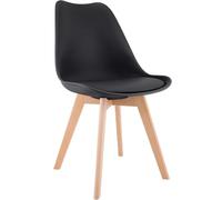 CLP Chaise de Salle à Manger Linares rembourrée, Chaise de Cuisine avec Dossier, Structure en Bois de hêtre, Patins de Protection Couleur:Noir;Matériel:Plastique