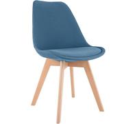 CLP Chaise de salle à manger Linares – Tissu velours côtelé, structure bois – Bleu