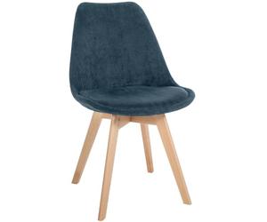 CLP Chaise de Salle à Manger Linares rembourrée, Chaise de Cuisine avec Dossier, Structure en Bois de hêtre, Patins de Protection | Couleur Bleu foncé Matériel Cordon