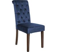 CLP Chaise de salle à manger Lisburn avec dossier design Chesterfield,bleu velours