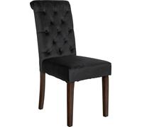 CLP Chaise de salle à manger Lisburn avec dossier design Chesterfield,velours gris foncé