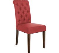 CLP Chaise de salle à manger Lisburn avec dossier en design Chesterfield,marron Tissu