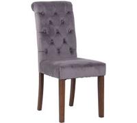 CLP Chaise de salle à manger Lisburn avec Pieds en bois de caoutchouc , Gris foncé/Velours Gris foncé