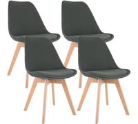 CLP Chaise salle à manger Linares – Lot de 4 – Tissu velours aspect cuir Gris foncé, structure bois