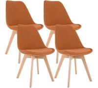 CLP Trading GmbH – Chaises LinCHAVORNAY – Lot de 4 Vintage bois orange pour salle à manger