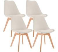 CLP Chaise de Salle à Manger Lot de 4 Linares, Assise rembourrée, Dossier, Structure Bois hêtre, Patins de Protection Couleur:Beige;Matériel:Velours