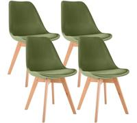 CLP Trading GmbH Chaises de salle à manger LinCHAVORNAY Lot de 4 Velours vert clair Bois et simili