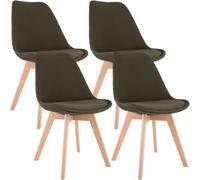 CLP Chaise de Salle à Manger Lot de 4 Linares, Assise rembourrée, Dossier, Structure Bois hêtre, Patins de Protection Couleur:Marron;Matériel:Tissu