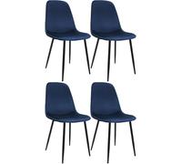 CLP Chaise de Salle à Manger, Lot de 4, rembourrées Maryam, Chaise de Cuisine avec Dossier, capacité 150 kg pour Cuisine, Salon et Chambre, Couleur:Bleu foncé, Matériel:Velours